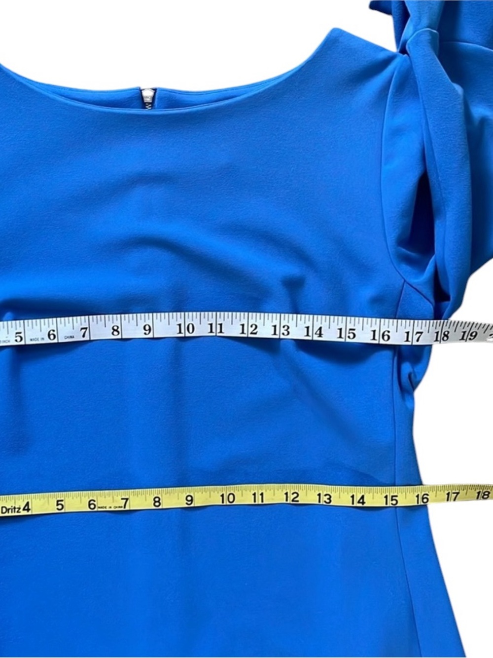 Karl Lagerfeld Blue Scuba Crepe 3/4 Tulip Sleeve Sheath Dress 10 EUC - Picture 14 of 16